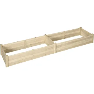 Outsunny Blumenkasten mit 2 Pflanzbereichen 244 x 61,5 cm Beige