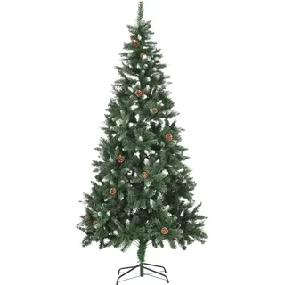 vidaXL Künstlicher Weihnachtsbaum Kiefernzapfen Weißem Glitzer 210 cm - Grün