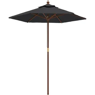 vidaXL Sonnenschirm mit Holzmast Schwarz 196x231 cm - Schwarz