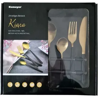 Esmeyer Besteck Set Kiara Edelstahl 24 tlg. Schwarz Gold 6 Personen