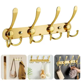 Kleiderhaken Haken Garderobenhaken Hakenleiste Wandhaken Tür Wand, Golden | 3×4 Hutständer, Schrauben Montieren, Garderobenleiste, Kleiderbügel, Handtuchhaken, Schraubhaken