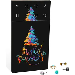 Piercing Adventskalender „Merry Christmas“ mit individuellem Mode-Schmuck für u.a. Ohr, Lippe, Septum oder Bauchnabel, das besondere Geschenk für Männer und Frauen - Schwarz