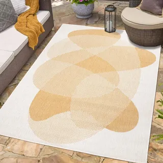 Carpet City Outdoorteppich »DUO RUG 5835«, rechteckig, 5 mm Höhe, Wendeteppich Wetterfest In- & Outdoor, Balkon, Terrasse, Wohnzimmer Carpet City Gelb B: 120 cm   1 St.