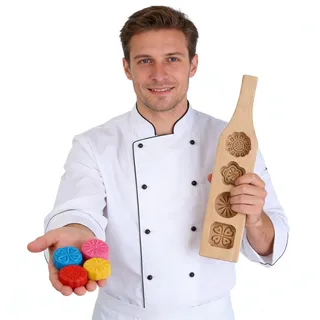 Formen Mondkuchen Holz DIY Biscuit Modelle Blumen Muster Handwerk Backform Kuchen Verzierungsform Schokolade Eis Backenformen Süßigkeit Plätzchen Ausstechformen Küchen Spielzeugset Backen