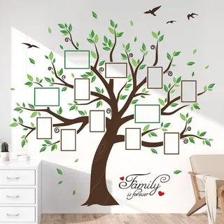 decalmile Wandtattoo Baum Foto Groß Wandaufkleber Stammbaum Familie Bilderrahmen Wandsticker Schlafzimmer Wohnzimmer Fotowand Wanddeko