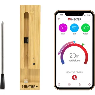 MEATER Plus | Das Kabellose, Smarte Fleischthermometer mit 50m Reichweite Für Ofen, Grill, Pfanne und Rotisserie Perfekter Fleischgenuss via App in Deutscher Sprache