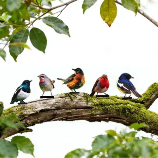 Calenxy 5 Stück Doppelseitig Gartendeko Bemalte Vogel, Vögel Gartenstecker Deko Gartendeko Für Draußen wetterfest, 2D Metall Vogel Bunt Garten Deko Baumstecker für Holz Zaunfiguren Frühling Bäume