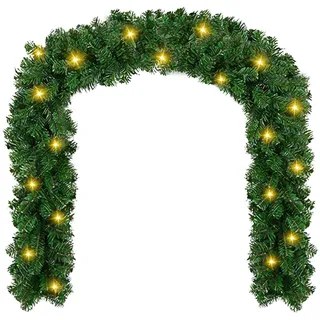 Weihnachtsgirlande mit Beleuchtung, Weihnachtsgirlande mit LEDs Warmweiß Tannengirlande Künstlich, Künstliche Tannengirlande mit Timer Weihnachtsdeko Girlande für Innen Außen (5M)