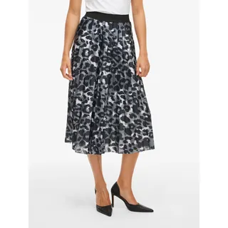 Plisseerock VILA "VINITBAN PRINT SKIRT - NOOS", Damen, Gr. XS (34), grau (glacier gray aop:kia), Web, Obermaterial: 96% Polyester, 4% Elasthan, bedruckt, regular fit wadenlang, Röcke Plisseerock