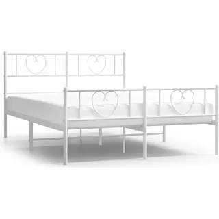 vidaXL Bettgestell mit Kopf- und Fußteil Metall Weiß 120x200 cm - Weiß