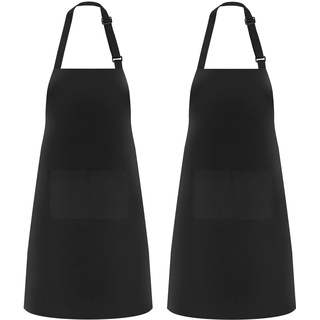 Riqiaqia 2 Pack Küchenschürzen für Männer Damen, Kochschürze mit 2 Taschen zum Kochen, Backen, Malen, Hausarbeit