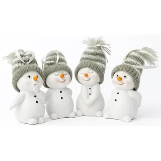 khevga Weihnachtsdeko Deko-Figuren Schneemann Anhänger grau im 4er