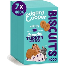 Edgard & Cooper Hunde Leckerlis Festliche Hundekekse Hundeleckerli Snack Welpen Hund und Senior Glutenfrien Natürliche, 400g x 7 Ente & Truthahn, Proteinreich mit Hohem Fleischanteil