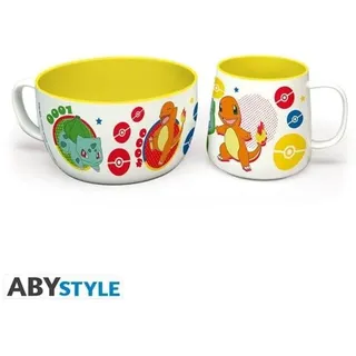 ABYstyle - POKEMON - Breakfast Set Mug + Bowl - Pikachu & Kanto Starters - Becher