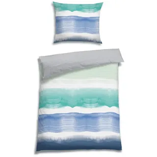 Florella Bettwäsche , Blau, Türkis, Hellgrün , Textil , Streifen , 140x200 cm , Oeko-Tex® Made IN Green, Oeko-Tex® Standard 100 , bügelfrei, pflegeleicht, atmungsaktiv, hautfreundlich, schadstoffgeprüft , Heimtextilien, Bettwäsche & Leintücher, Bettwäsche, Seersucker-Bettwäsche