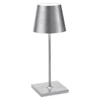 Poldina Pro Mini Silver Leaf LED-Tischleuchte, wiederaufladbar und dimmbar mit einer Akkulaufzeit von bis zu 12 Stunden - Silber