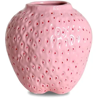 SANFERGE Erdbeer-Keramik-Blumenvase, Mini-dekorative süße Obst-Ornament-Vase für Blumenarrangement, einzigartig für Moderne Vintage-Heimküche, Büro, Dekoration, Mittelstück, klein, Rosa