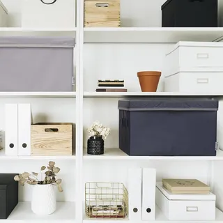 Aufbewahrungsbox Kinder - Lifeney 2-Set (37x25x21 cm) - Aufbewahrungskorb Kinderzimmer Wohnbereich - Aufbewahrungsboxen Kinder (Anthrazit Stern)