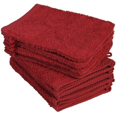 10er Pack Waschhandschuhe, Waschlappen Größe 15x21 cm in Rot 100% Baumwolle