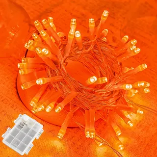 BOLWEO Orange Lichterketten 3M 30LED Halloween Lichterkette Wasserdicht mit Timer Funktion Batteriebetriebene Lichterkette für Außen Innen Weihnachtsbaum Garten Party Fenster Kürbis Dekor