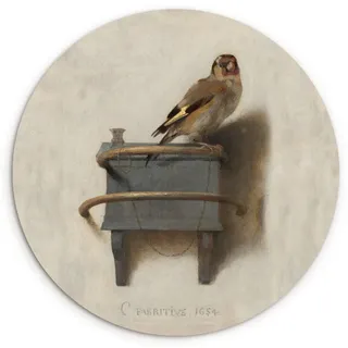MuchoWow Wandbild Stieglitz - Alter Meister - Carel Fabritius Wanddeko Schlafzimmer 60x60 cm , Grau , Kunststoff , Rund , 60x60 cm , einfache und schnelle Anbringung , Bilder & Rahmen, Bilder, Sonstige Wandbilder