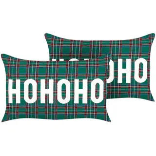 Beliani Dekokissen 2er-Set Grün 50/30 cm Joycandy , Grün, Rot, Schwarz, Weiß , Textil , Rechteckig , 50x30 cm , Heimtextilien, Wohntextilien, Kissen, Zierkissen
