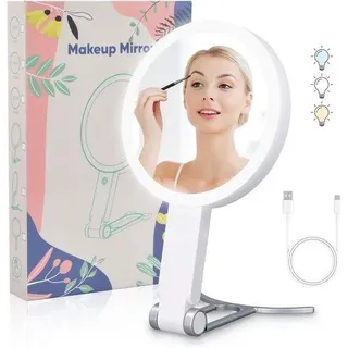 Elektrische Make-up Spiegel mit 20-facher Vergrößerung und einstellbarem LED-Licht - Weiß