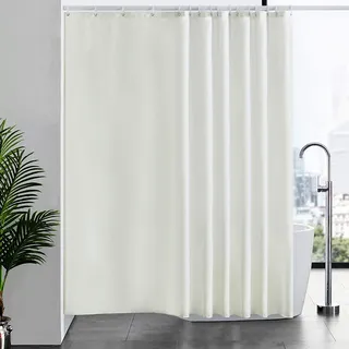 Furlinic Duschvorhang Überlänge Badvorhang Anti-schimmel für Dusche und Badewanne Textile Vorhänge aus Stoff Antibakteriell wasserdicht Extra Breit 240x180cm Beige mit 16 Haken.