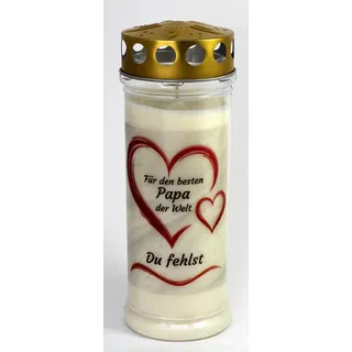 Kerzen Junglas - Grabkerze Papa mit 7 Tage Brenndauer, (3889), Grablichter mit Motiv, Grabkerzen mit Deckel, wetterfest, Trauerkerzen mit Spruch, 6 Stück