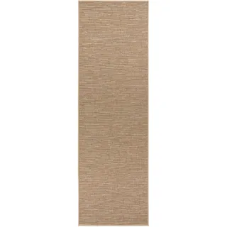 HANSE HOME BT Carpet Nature Läufer In- – Schlingen Küchenläufer rutschfest Flachgewebe Kurzflor Woll-Optik Fineloop Küchenteppich für Flur, Küche, Garten, Terrasse, Badezimmer – Grau Gold, 80x350cm