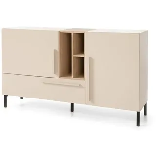 Deine Möbel 24 Kinderkommode Sorento 06 155/40/90 in Sandbeige/Geölte Eiche/Royalblau , Beige, Eichefarben, Dunkelblau , Holzwerkstoff , 155x90x40 cm , Babymöbel & Kindermöbel, Babyzimmer, Babyregale & Kinderregale