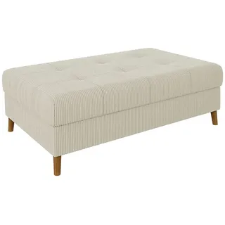 s-style möbel Hocker Beige Textil, Echtholz, Teilmassiv,Buche, Birke, 1-Sitzer, Füllung: Polyetherschaumkern, 118x40x73 cm Blauer Engel, FSC Mix, Oeko-Tex®, Hergestellt in Europa, Wohnzimmer, Hocker, Sitzhocker