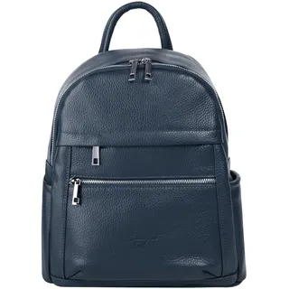 Cityrucksack SAMANTHA LOOK, Damen, Gr. B/H/T: 24cm x 30cm x 9cm, onesize, blau, Leder, Rindsleder, leicht glänzend, unifarben, Rucksäcke Cityrucksack, echt Leder, Made in Italy