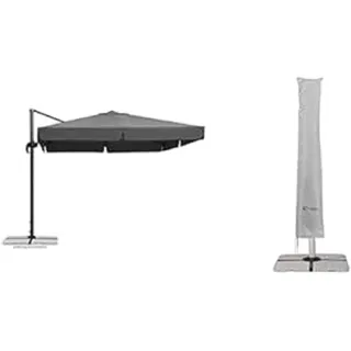 Schneider Rhodos 300x300 anthracite + Protective sleeves for hanging parasols up to 350 cm and 300x300 cm