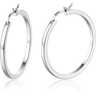 ADRAMATA Silber Creolen für Damen Herren 14K Vergoldete Huggie Creolen Ohrring Hypoallergene Creolen für Damen Silber-40MM