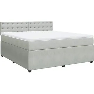 vidaXL Boxspringbett mit Matratze Hellgrau 180x200 cm Samt