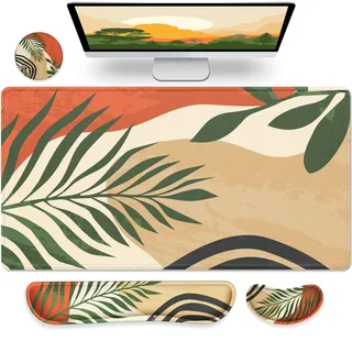 Gimars 4-in-1 XXL Gaming Mauspad mit Gelkissen, Ergonomisches Handballenauflage Tastatur, 800 x 305 mm Mousepad Tischunterlage, Gaming Zubehör Wrist Rest für PC, MacBook, Laptop, Morandi Orange