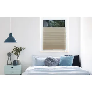 Plissee MYDECO "Free" Gr. 3, beige (sand, weiß), B:50cm H:130cm, Obermaterial: 100% Polyester, Plissees, Plissee