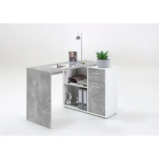 FMD Eckschreibtisch »AUGSBURG«, Schreibtisch / Sideboard mit Stauraum, drehbar, Breite 117/148 cm, grau