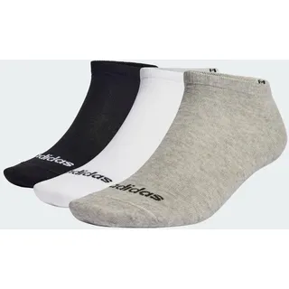 adidas Thin Linear Low-Cut Sneakersocken 3er Pack Grau/Weiß/Schwarz 40-42