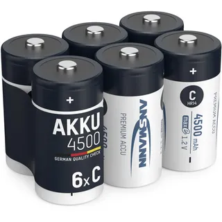 Ansmann Akku Baby C 4500 mAh 1,2V NI-MH, 4 Stück, wiederaufladbar, hohe Kapazität und geringe Selbstentladung, ideal für Taschenlampe, Spielzeug, Radio, Ersatzakku