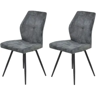 Hela 4-Fußstuhl »ALLY« (Set) 2 Stk.4-Fuß, 360° drehbar, gepolstert, Vintage Velvet mit Steppnähten, grau