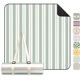 Sekey Picknickdecke Wasserdicht 200x300 cm groß, Stranddecke Sandfrei | Gepolstert, Dreischichtige Struktur, PEVA-Wasserfestboden, Bindegurt-Trageriemen, geeignet für Picknick, Camping, Strand