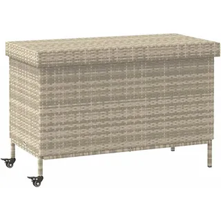 Gartentruhe mit Rollen Hellgrau 110x55x73 cm Poly Rattan - Grau, Hellgrau