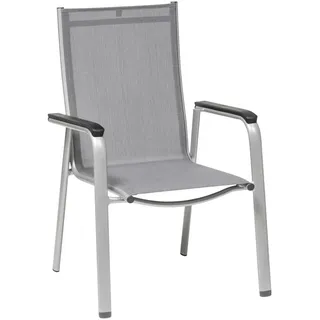 Kettler Stapelsessel , Anthrazit, Silberfarben , Metall, Textil , eckig , 60x100x61 cm , stapelbar , Gartenmöbel, Balkonmöbel, Balkonstühle