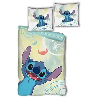Aymax Disney Stitch Kinder-Bettwäsche Set Flanell, Bettbezug 140x200 cm + Kissenbezug 65x65 cm