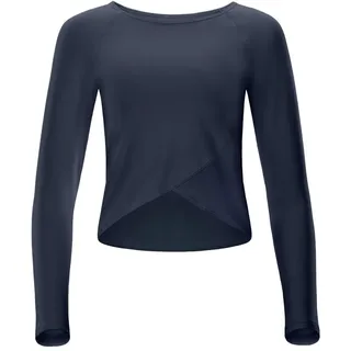 Functional Light and Soft Cropped Long Sleeve Top AET131LS mit Overlap-Applikation, Ultra Soft Style, Fitness Freizeit Yoga Pilates
