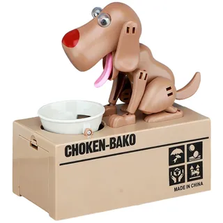 Hungriger Hund Spardose, Hungry Dog Sparschwein, Welpen-Sparschwein, Kinder Spardose Hund Frisst Geld, Münze Kaut Spardoses, Münze Spardoses Geburtstagsgeschenk für Kinder(braun)