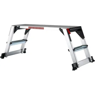 Wiltec Aluminium Arbeitsplattform klappbar, mobile Arbeitsbühne 95 x 30 cm Arbeitsfläche, Tritthocker für Trockenbau, tragbarer Gerüstturm