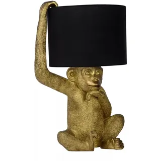 Tischlampe Affe Gold Schwarz Schlafzimmer 45 cm klein E27 Tischleuchte blendarm